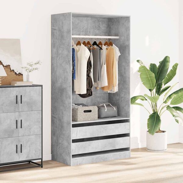 vidaXL Wardrobe Concrete Grey 100x50x200 cm Engineered Wood