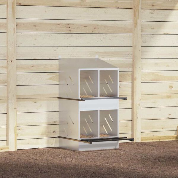 vidaXL Chicken Nesting Box with 4 Compartments Galvanized Silver Metal