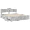 vidaXL Bed Frame with Drawer Concrete Grey 200 x 200 cm Engineer Wood