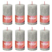 Bolsius Rustic Pillar Candles Shine 8 pcs 100x50 mm Sandy Grey