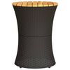 vidaXL Garden Side Table Drum Shape Black Poly Rattan and Solid Wood