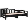 vidaXL Pull-out Day Bed without Mattress Black 2x cm Solid Wood Pine