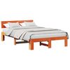vidaXL Bed Frame with Headboard Wax Brown 135 x 190 cm Solid Pine Wood