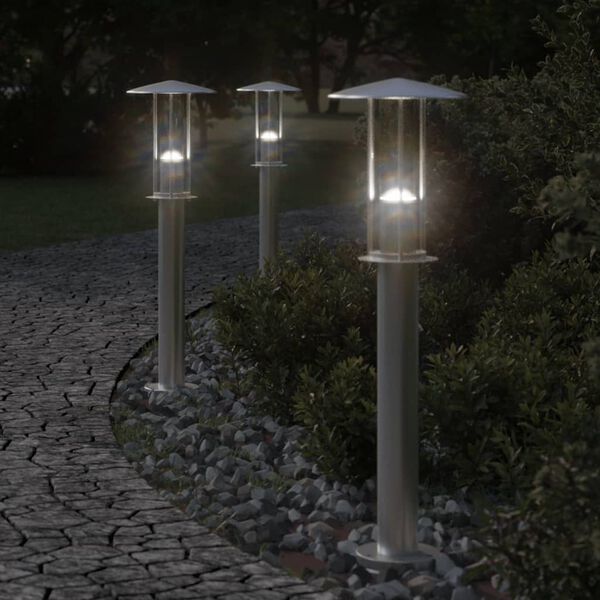 vidaXL Outdoor Floor Lamp Silver 60 cm Stainless Steel