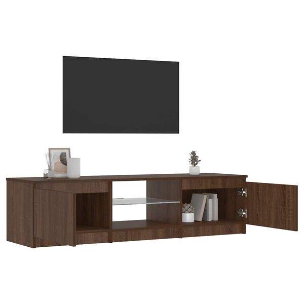 vidaXL TV Cabinet with LED Lights Brown Oak 140x40x36 cm