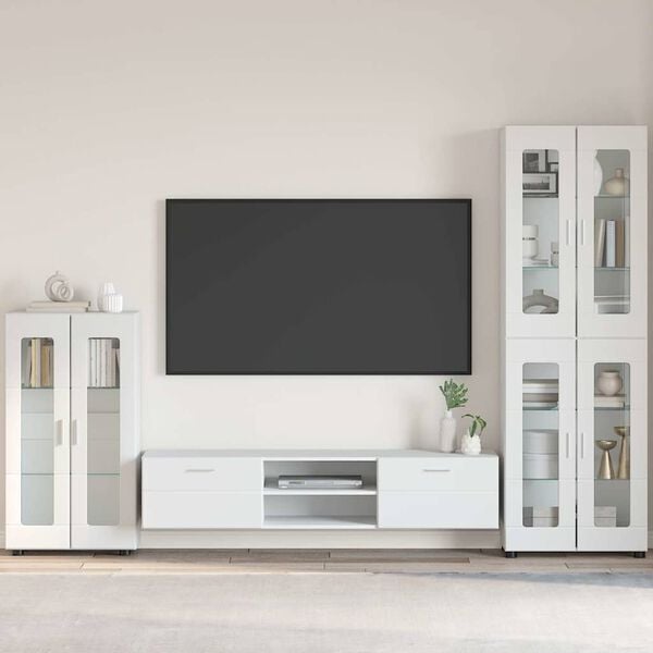 vidaXL Sideboard with Shelf FLORIN High Gloss White 55.5 x 29 x 103 cm