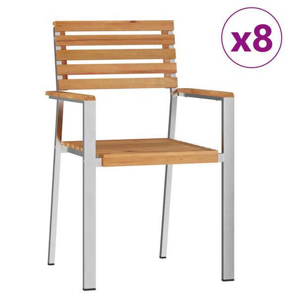 vidaXL Garden Chair 8 pcs Oil Natural Solid Teak Wood