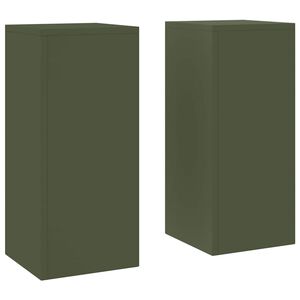 vidaXL Plant Stand 2 pcs Olive green 24 x 24 x 55 cm Steel