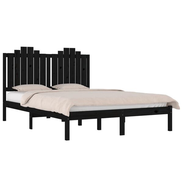 vidaXL Bed Frame without Mattress Black Solid Wood 140x190 cm (810001+818474)