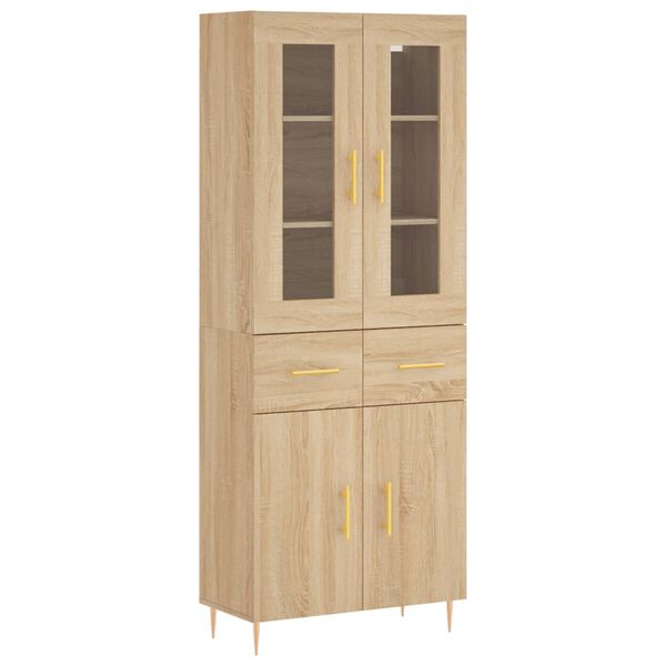 vidaXL Highboard Sonoma Oak 69.5x34x180 cm Engineered Wood