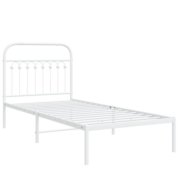 vidaXL Metal Bed Frame without Mattress with Headboard White 90x190cm