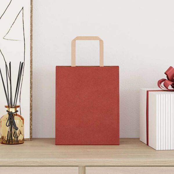vidaXL Paper Bags 250 pcs with Handles Red 18x8x22 cm