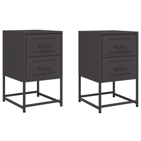vidaXL Bedside Cabinets 2 pcs Black 36x39x60.5 cm Steel