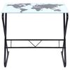 Glass Desk with World Map Pattern