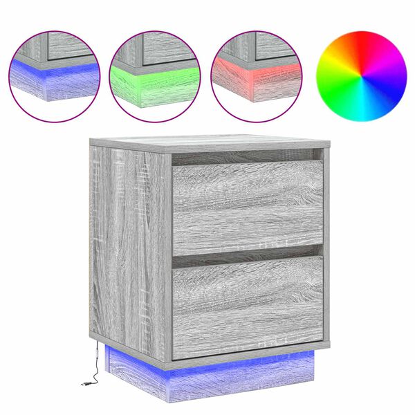 vidaXL Bedside Cabinet Grey 39 x 34.5 x 50 cm Engineered wood