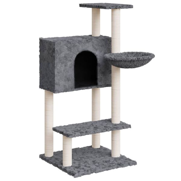 vidaXL Cat Tree with Sisal Scratching Posts Dark Grey 108.5 cm