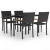 vidaXL 5 Piece Garden Dining Set Black Poly Rattan