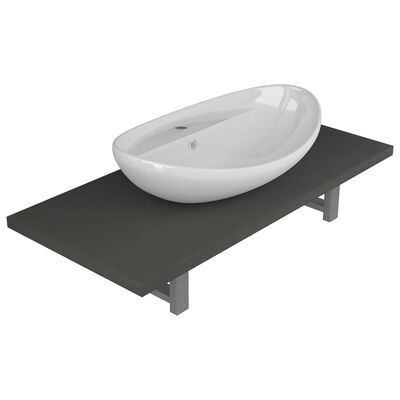 vidaXL Two Piece Bathroom Furniture Set Ceramic Grey