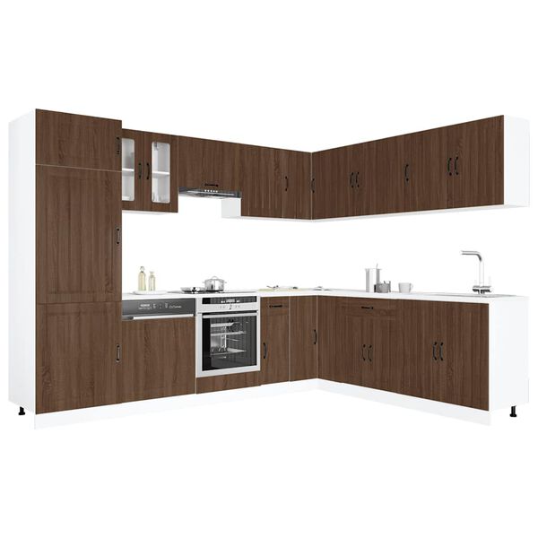 vidaXL 14 Piece Kitchen Cabinet Set Lucca Brown Oak Engineered Wood
