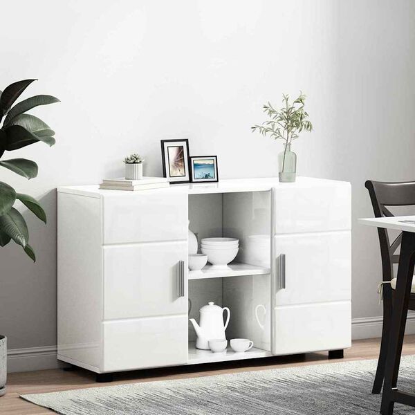 vidaXL Sideboard FLORIN High Gloss White 88.5 x 30.5 x 55.5 cm