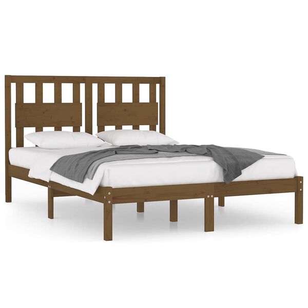 vidaXL Bed Frame without Mattress Honey Brown Solid Wood 200x200 cm (810040+818593)