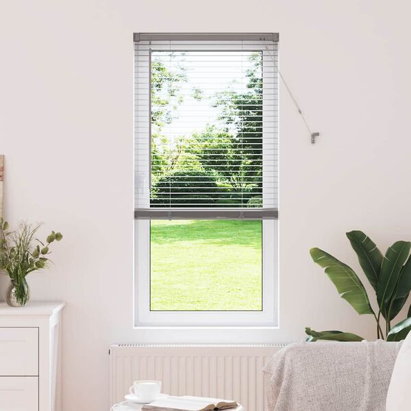 vidaXL Window Blind with Curtains Manual Silver Aluminium
