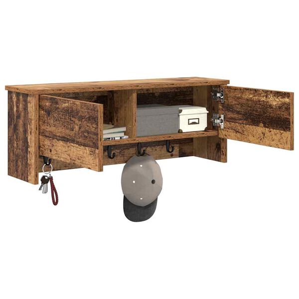 vidaXL Wall-Mounted Coat Rack Old Wood 80 x 20 x 30 cm Engineered wood