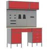 vidaXL Work Cabinet with Drawer with Lock 8 pcs Red 150 x 55 x 200 cm