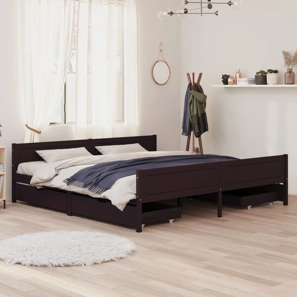 vidaXL Bed Frame without Mattress Dark Brown 200x200 cm Solid Wood