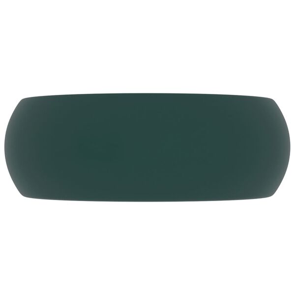 vidaXL Luxury Wash Basin Round Matt Dark Green 40x15 cm Ceramic