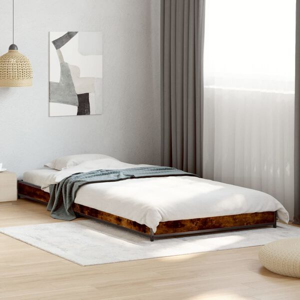 vidaXL Bed Frame without Mattress Smoked Oak 75x190 cm Small Single