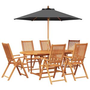 vidaXL Outdoor Dining Set with Parasol 8 pcs Anthracite and Natural