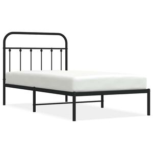 vidaXL Metal Bed Frame without Mattress with Headboard Black 100x190cm