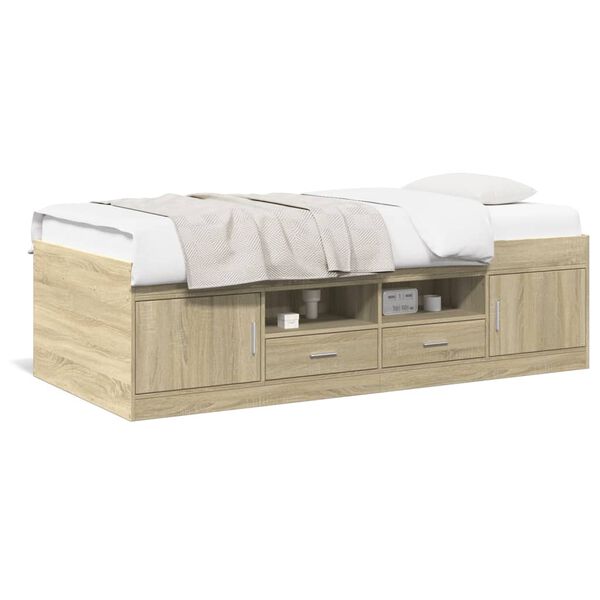 vidaXL Daybed with Drawers without Mattress Sonoma Oak 100x200 cm