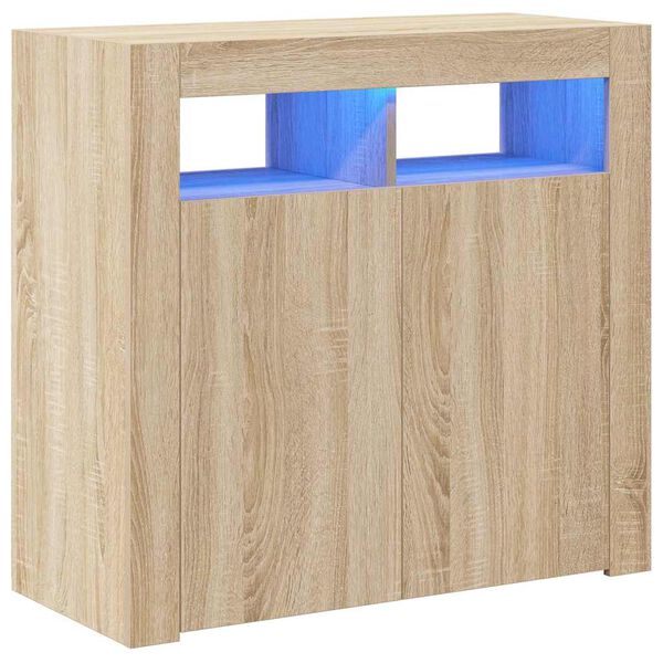 vidaXL Sideboard with LED Lights Sonoma Oak 80x35x75 cm