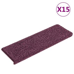 vidaXL Stair Mats 15 pcs 65x21x4 cm Dark Purple Rectangular Edge