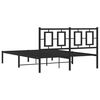 vidaXL Metal Bed Frame without Mattress with Headboard Black 135x190cm