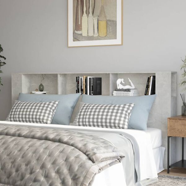 vidaXL Headboard Cabinet Concrete Grey 220x18.5x104.5 cm