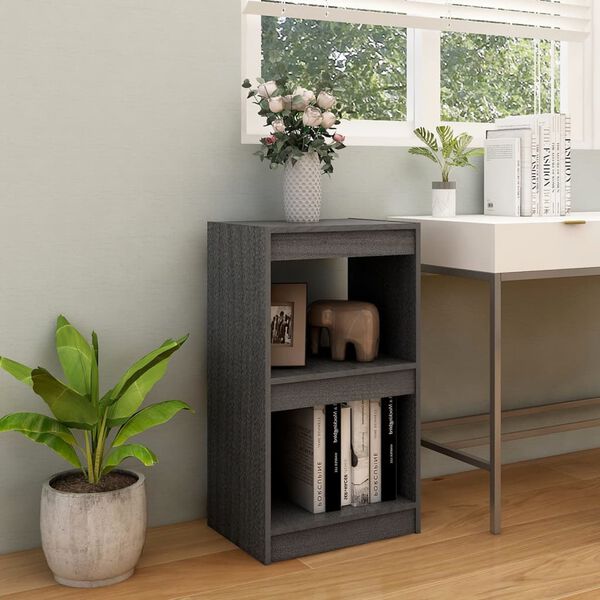 vidaXL Book Cabinet Grey 40x30x71.5 cm Solid Pinewood