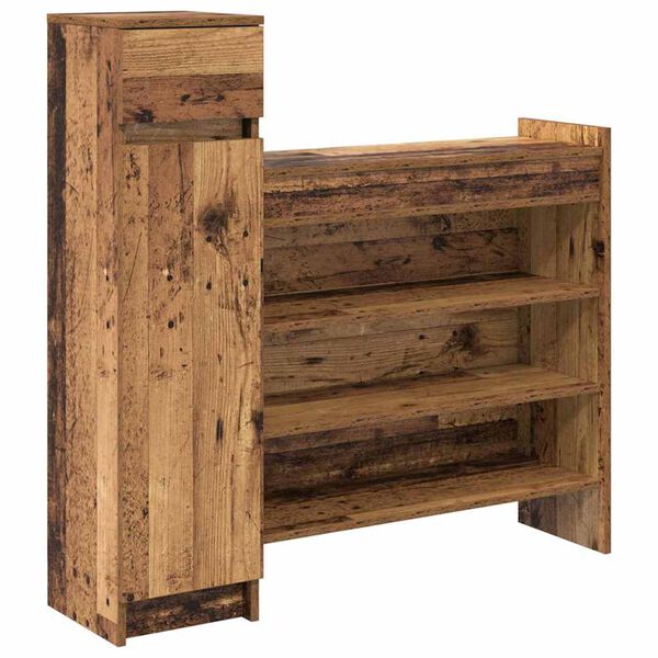 vidaXL Shoe Cabinet Old Wood 100.5 x 28 x 100 cm Engineered Wood