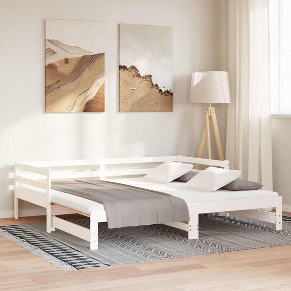 vidaXL Pull-out Day Bed without Mattress White 2x(90x190) cm