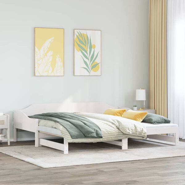 vidaXL Daybed with Trundle without Mattress White 90x200 cm Solid Wood