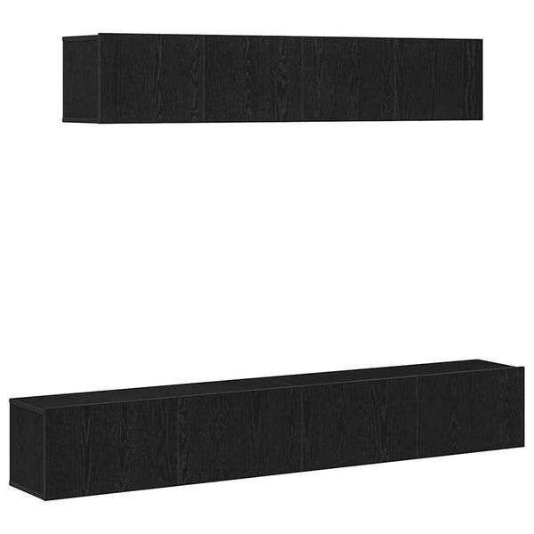 vidaXL TV Cabinet Set Wall-mounted Black Oak Engineered Wood