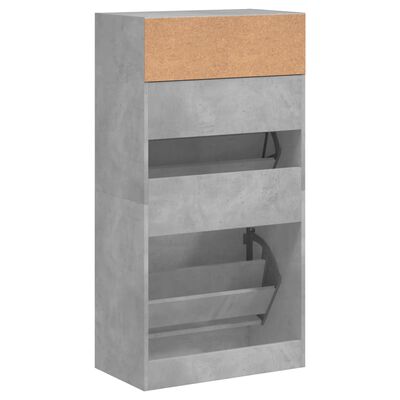 vidaXL Shoe Cabinet Concrete Grey 60x34x116 cm Engineered Wood