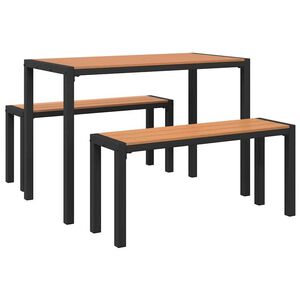 vidaXL Garden Dining Set with Cushion 3 pcs Brown Steel