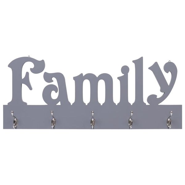 vidaXL Wall Mounted Coat Rack FAMILY Grey 74x29.5 cm