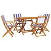 vidaXL 5 Piece Garden Dining Set Blue and White Fabric and Solid Wood