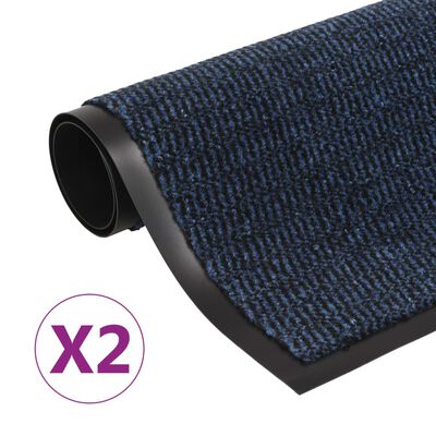 vidaXL Dust Control Mats 2 pcs Rectangular Tufted 90x150 cm Blue