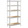 vidaXL 5-Layer Storage Shelf Silver Steel&Engineered Wood