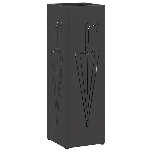vidaXL Umbrella Stand with Storage Black 15.5 x 15.5 x 49 cm Metal